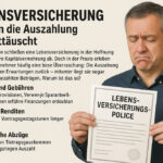 Mann hält Lebensvertrag in der Hand und sieht traurig aus.