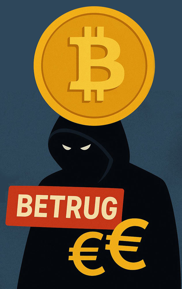 Illustration eines Diebes mit dem Bitcoin Symbol