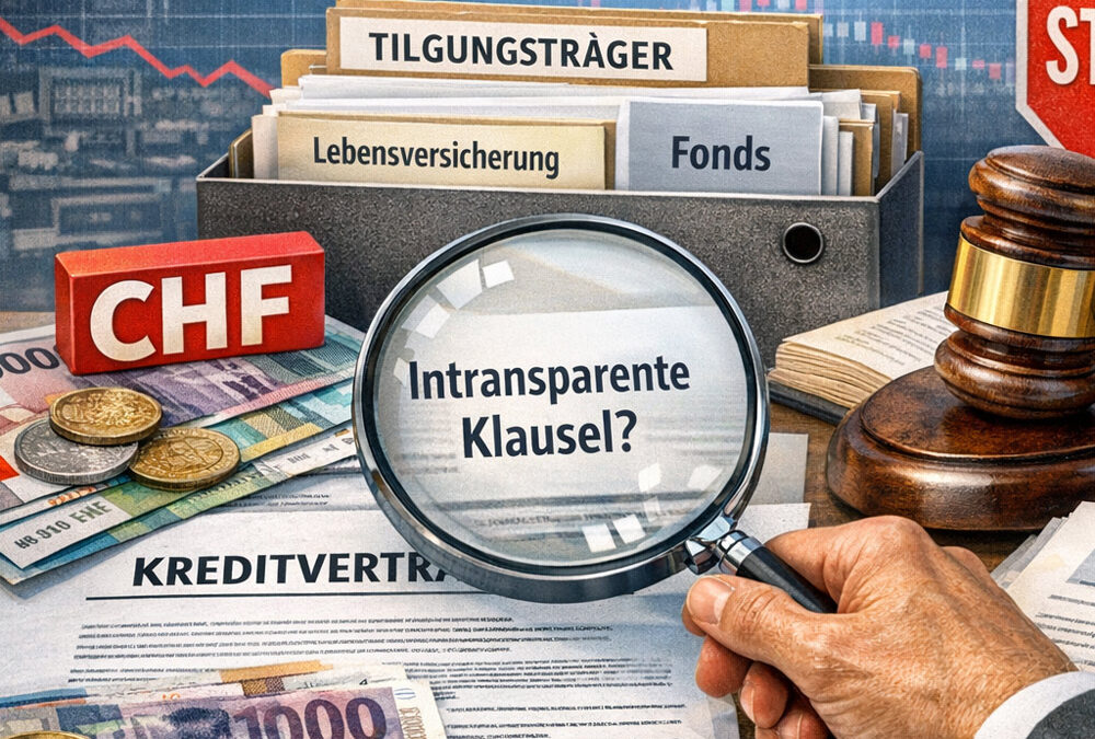 Illustration zu intransparenten Klauseln in Zusammenhang mit CHF Krediten.