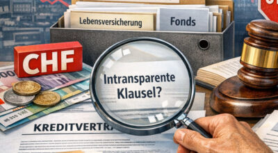 Illustration zu intransparenten Klauseln in Zusammenhang mit CHF Krediten.