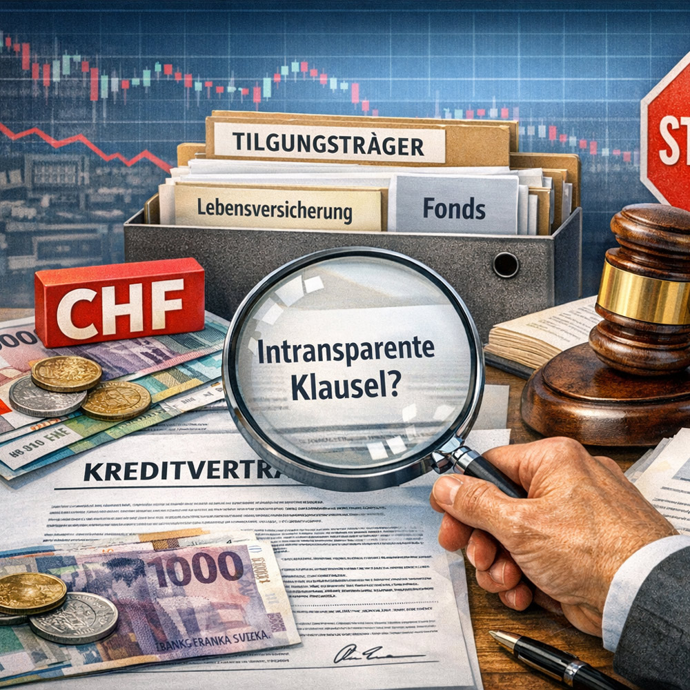 Illustration zu intransparenten Klauseln in Zusammenhang mit CHF Krediten.